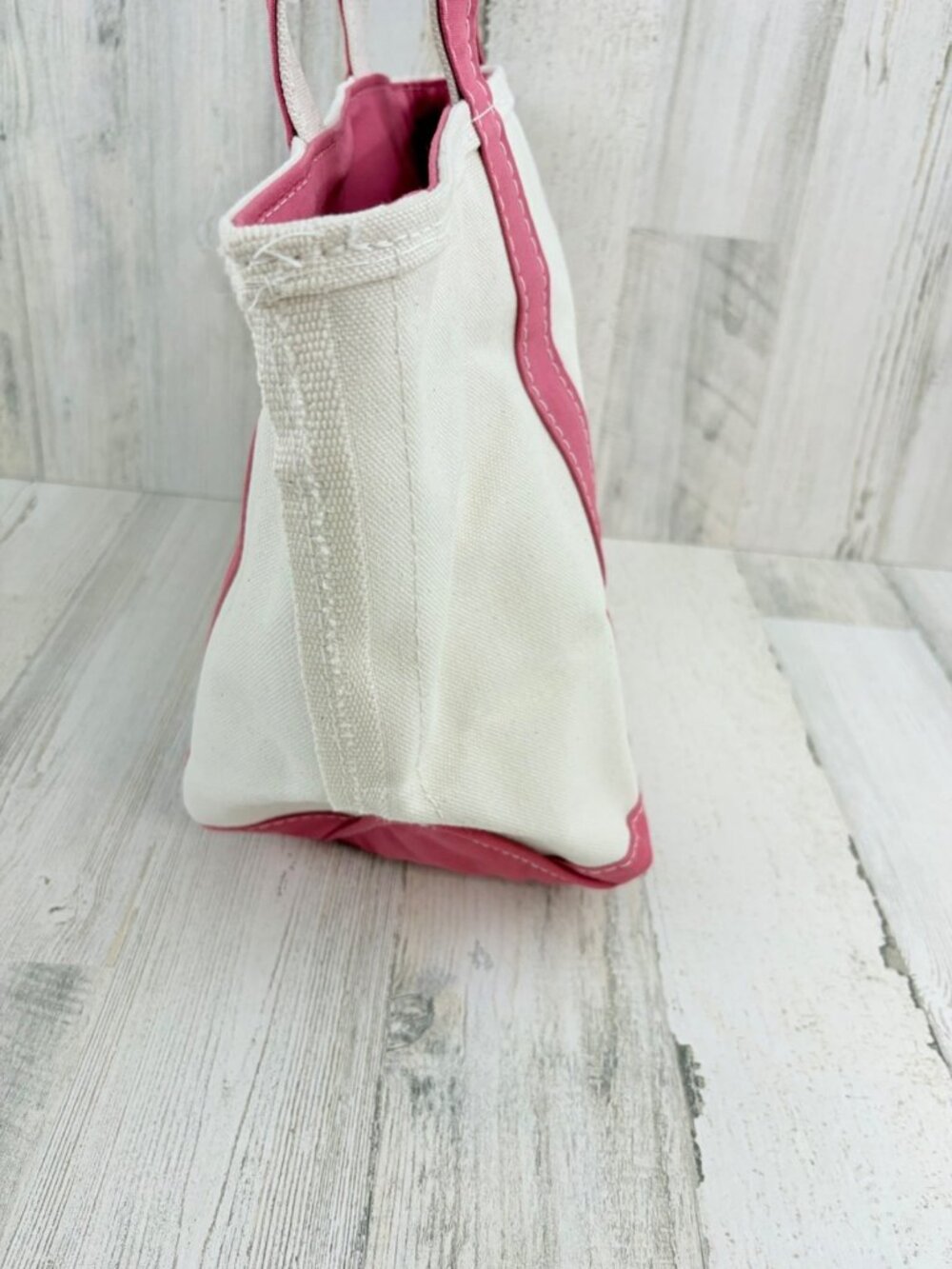 LL Bean Canvas Boat And Tote Bag Vintage Rose Pink Made in USA Zipper Closure - Picture 5 of 16